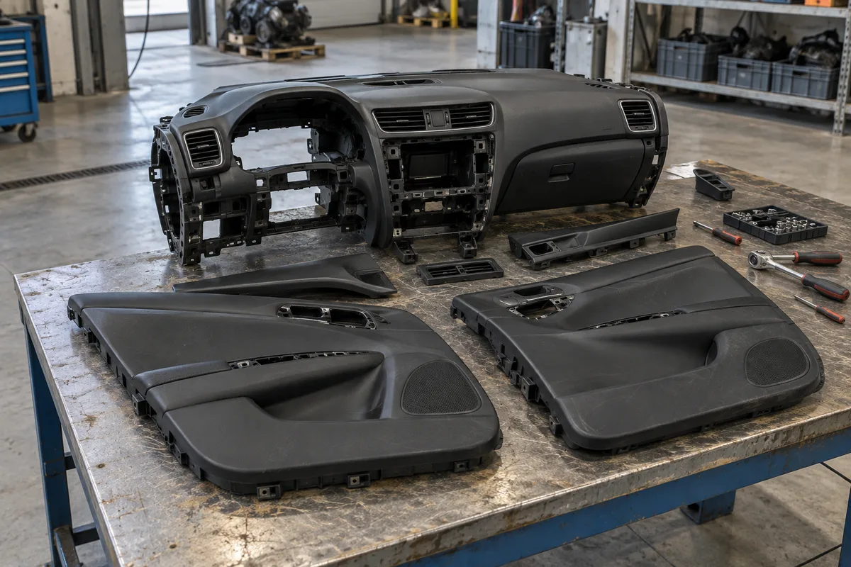 Tableau de bord et garnitures en plastique déposés d&rsquo;un véhicule
